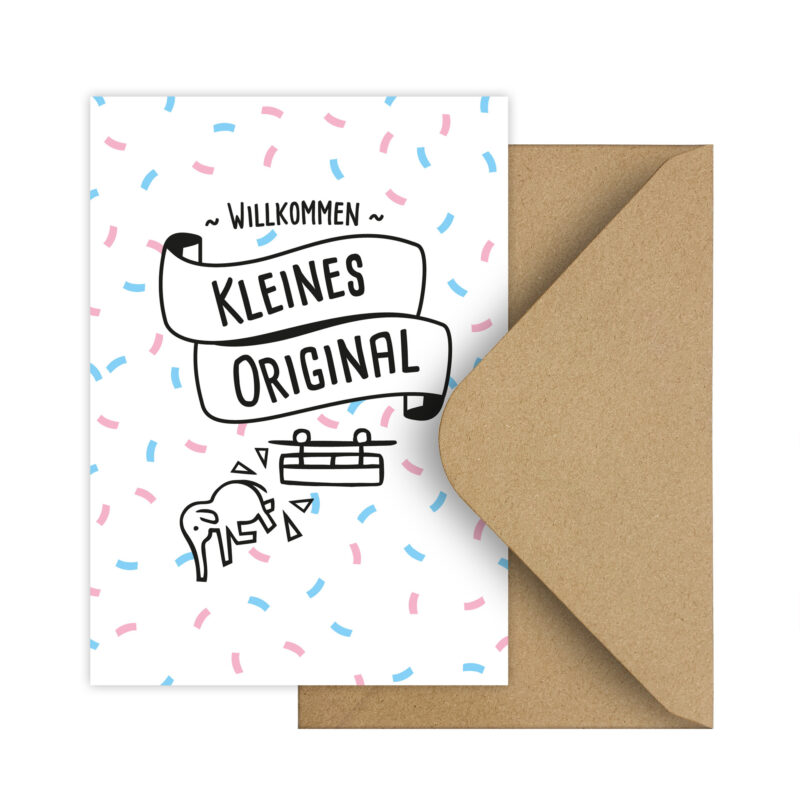 Willkommen Kleines Original Postkarte - Baby